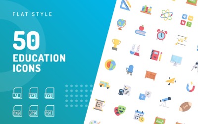 Utbildning platt Ikonuppsättning