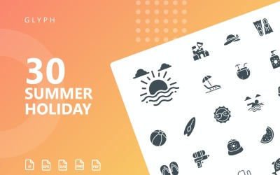 Zomervakantie Glyph Icon Set