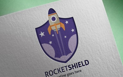 Modèle de logo de bouclier de fusée