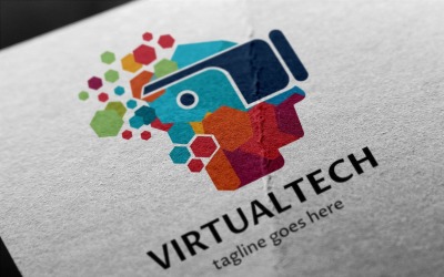 Modello di logo di tecnologia virtuale