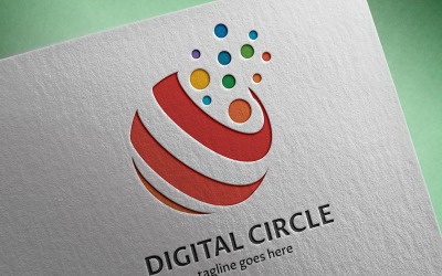Modelo de logotipo de círculo digital