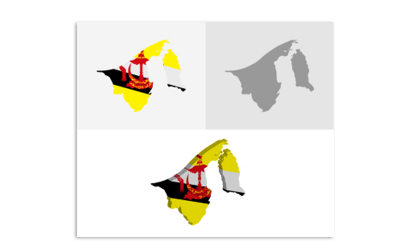 3D and Flat Brunei Map - Vector Image