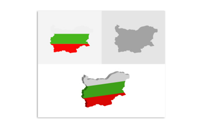 3D and Flat Bulgaria Map - Vector Image