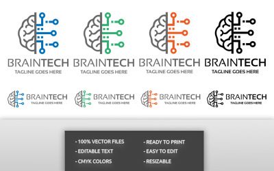 Brain Tech Logo Şablonu
