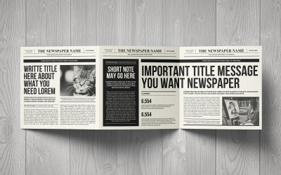 Modelo de revista de jornal com três dobras quadradas