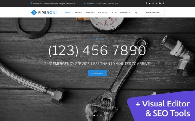 Piperoni - Plumber & Repair Services Templates Moto CMS 3 №123632