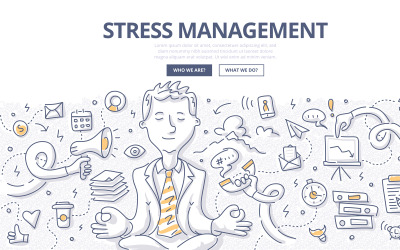 Stress Management Doodle Concept - Vector Afbeelding