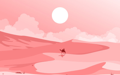 Camel Rider Crossing Vast Desert Hill - Illustration