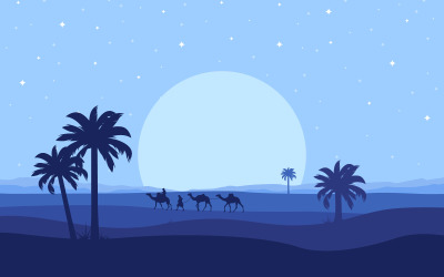 Camel Rider Crossing Vast Desert Hill - Illustration