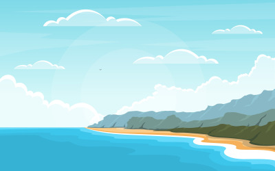 Havspanorama Beach Coast Bay Ocean - Illustration