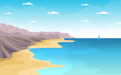 Havspanorama Beach Coast Bay Ocean - Illustration
