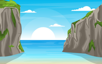 Havspanorama Beach Coast Bay Ocean - Illustration