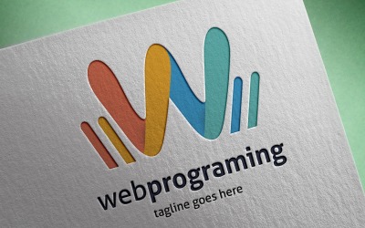 Modelo de logotipo de programação da Web (letra W)