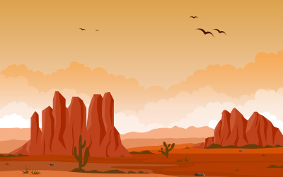 Stor västra amerikansk öken med kaktus - illustration