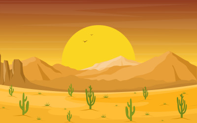 Stor västra amerikansk öken med kaktus - illustration