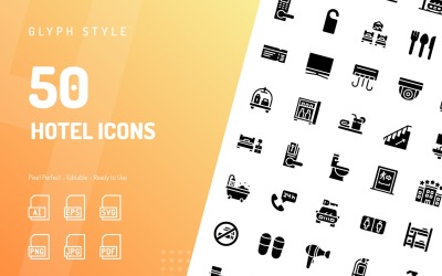 Conjunto de ícones de glifos de hotéis