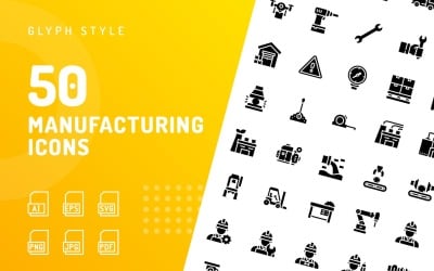 Conjunto de iconos de glifo de fabricación