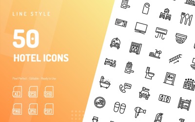 Conjunto de iconos de línea de hotel