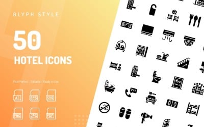 Hotel Glyph Icon Set