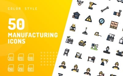 Productie kleur Icon Set