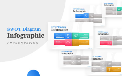 Vier tekstvakken voor SWOT-analysediagram Infographic PowerPoint-sjabloon