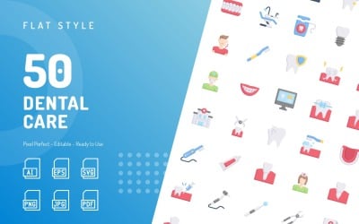 Zahnpflege Flat Icon Set