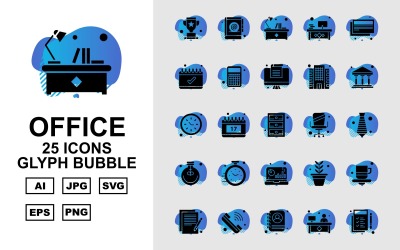 Zestaw ikon 25 Premium Office Glyph Bubble Pack