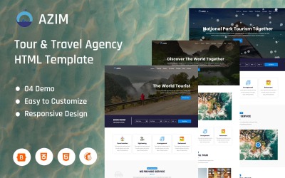 Azim - 旅游和旅行社登陆页面模板