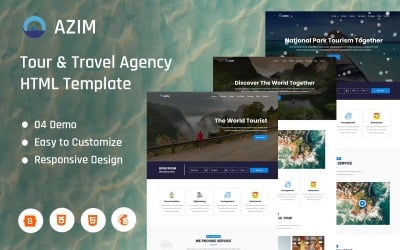 Azim - Plantilla de página de destino para agencia de viajes y turismo