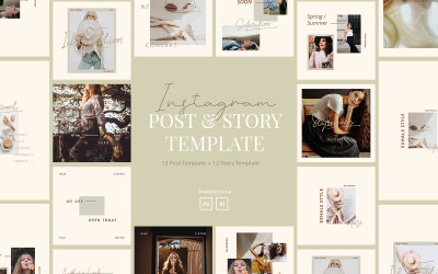 Beauty Gold Instagram Post & Story Template for Wardrobe Social Media