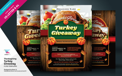 Flyer de Thanksgiving Turkey Giveaway - Modèle d&amp;#39;identité d&amp;#39;entreprise