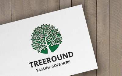 Ağaç Yuvarlak Logo Şablonu