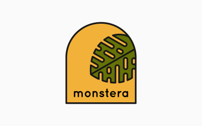 Tropical Leaves Linear Logo Template