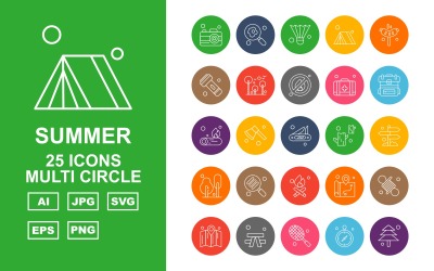 25高级夏季多圆圈图标包集