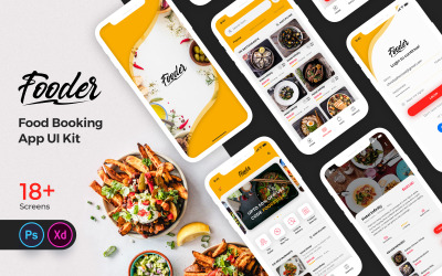 Elementi dell&amp;#39;interfaccia utente dell&amp;#39;app Fooder Mobile