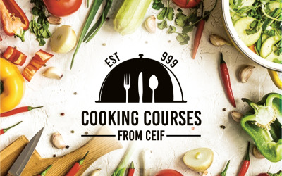 烹饪课程徽标模板