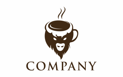 Plantilla de logotipo de café de bisonte
