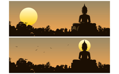 Buddha západ slunce - ilustrace