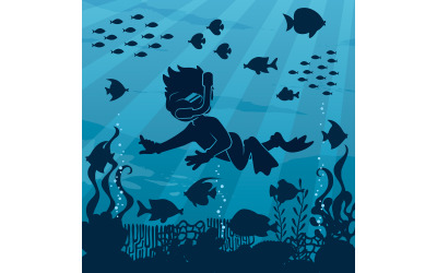 Diver Boy Undersea 4 - Illustratie