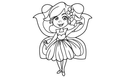 Little Fairy Line Art - Illustration