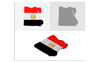 3D a plochá mapa Egypta - vektorový obrázek