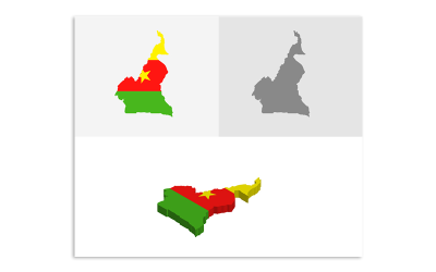 3D and Flat Cameroon Map - Vector Image