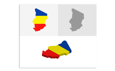 3D and Flat Chad Map - Vector Image