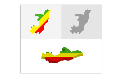 3D and Flat Congo Map - Vector Image