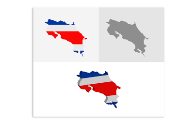 3D and Flat Costa Rica Map - Vector Image
