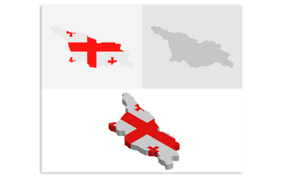 3D and Flat Georgia Map - Vector Image