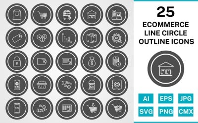 25 набор иконок наброски круга линии электронной коммерции