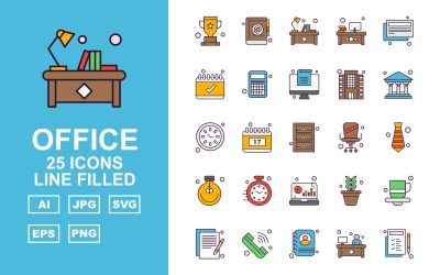 25 premium webdesign en ontwikkelingslijn gevuld pack icon set