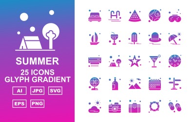 25高级夏季II标志符号渐变包图标集