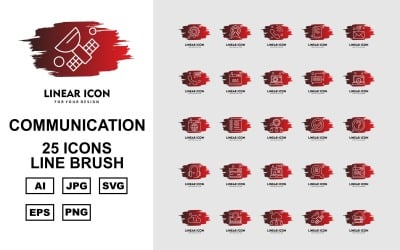 25 Набір іконок преміум-мережі та лінії зв&amp;#39;язку пензля